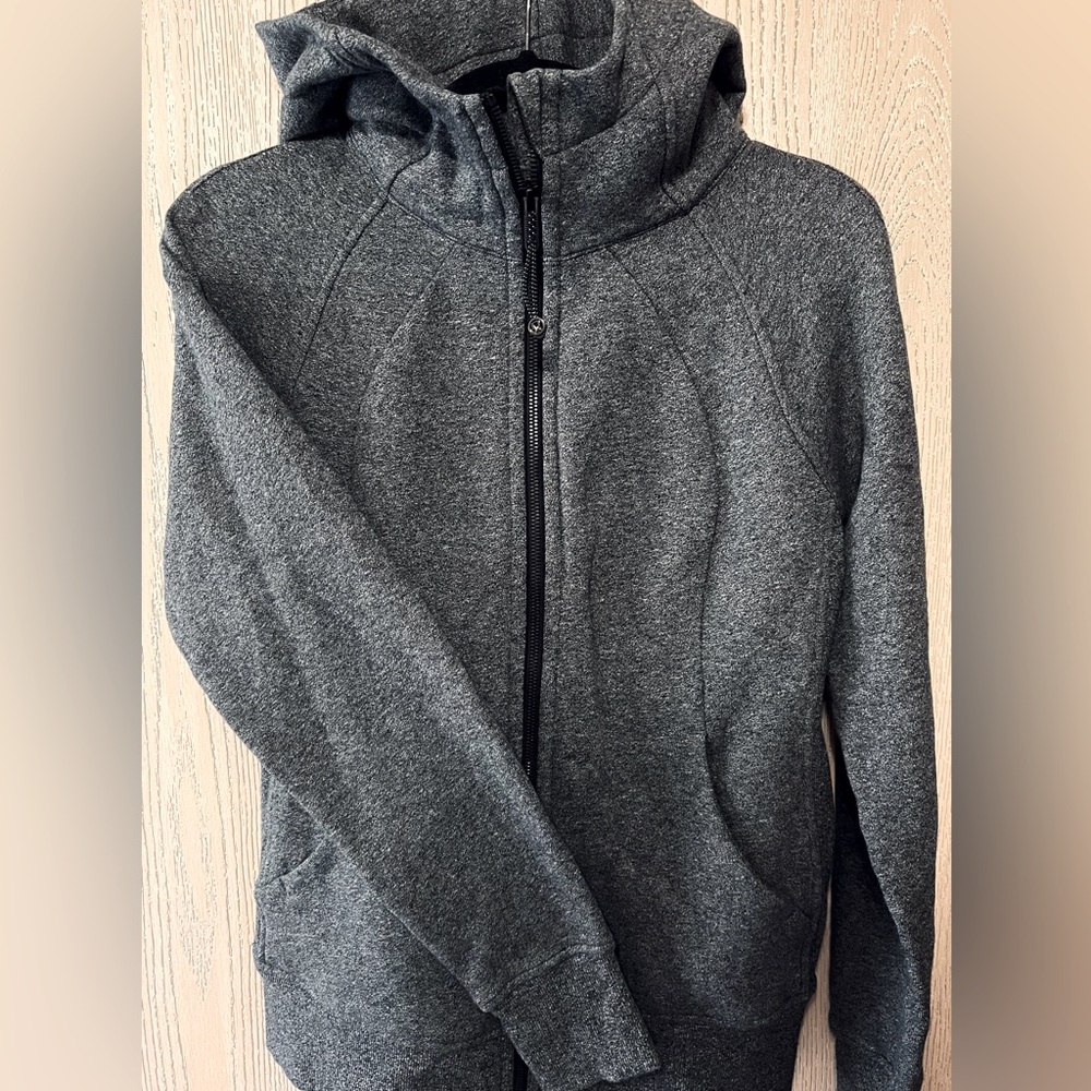 Lululemon Scuba Hoodie Full Zip Sz 8, Heathered Speckled Black (Charcoal)
